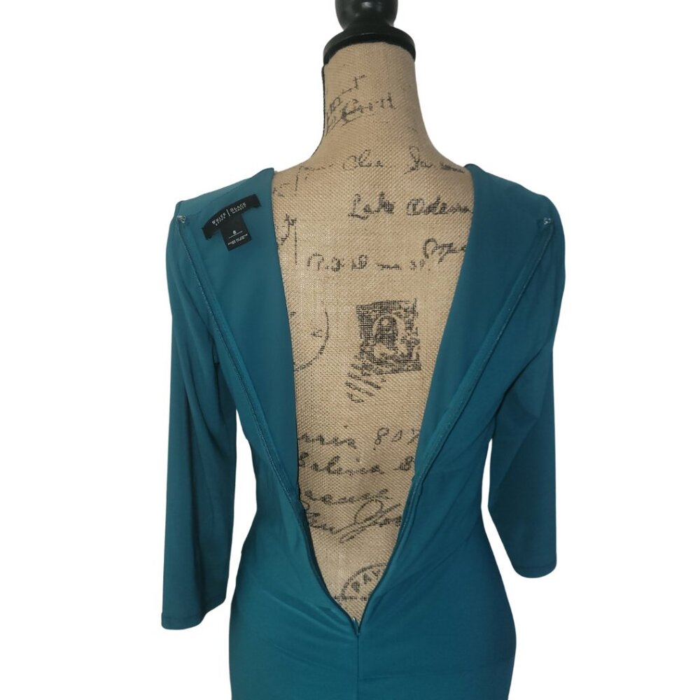 White House Black Market teal tiered jersey sheath dress size 8 - Picture 8 of 9